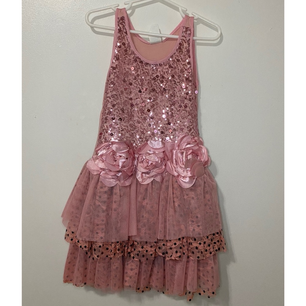 Mia Belle Baby Black & Pink Two Tier Skirt Dress